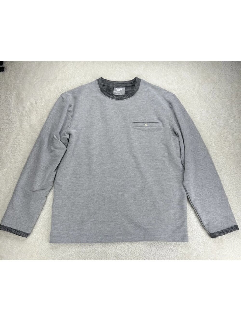 Mugsy Crew Neck Sweatshirt XL Gray Fleece Super Soft Pocket Stretch